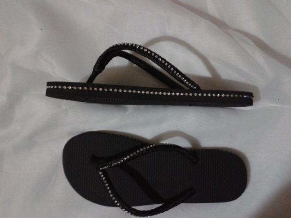chinelo com strass prata